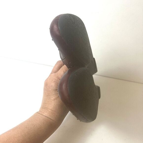 Indigo by Clarks Burgundy Leather Slip On Ballet Flats Womens 8 M Comfort Casual - Picture 9 of 14